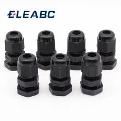 10 Pcs PG7 Black Plastic Waterproof Cable Glands Joints