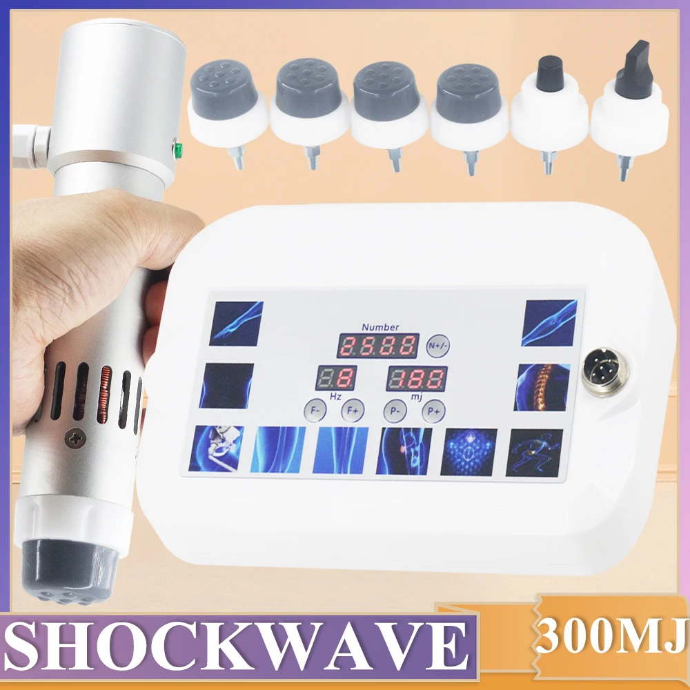 Physiotherapy Shockwave Therapy Machine For ED Treatment Relieve Tendon Injury Pain Massage 300MJ Shock Wave Massager New Handle