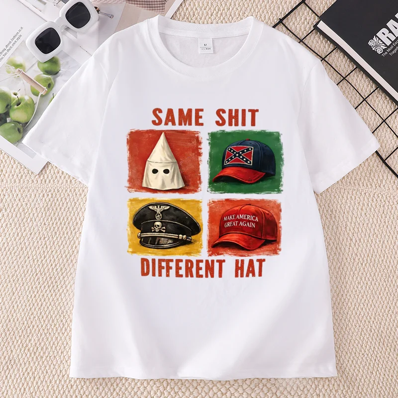 Same Shit Different Hat T Shirt Cotton Short Sleeve Printed Tshirts Casual Round Neck Printed Tshirts Men Women Clothes - view 3