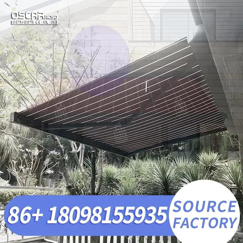 Exterior Thermal Break Retractable Waterproof Sunproof Pvc Aluminum Pergola for Outdoor Villa and Modern House Retractable Awnin
