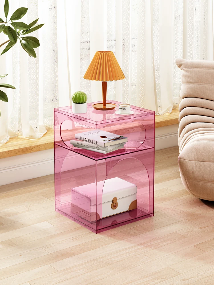 Luxury Acrylic Coffee Table,Living Room Sofa,Transparent Edge Cabinet,Storage Rack,Bedroom Bedside Tables,Furniture,Customized