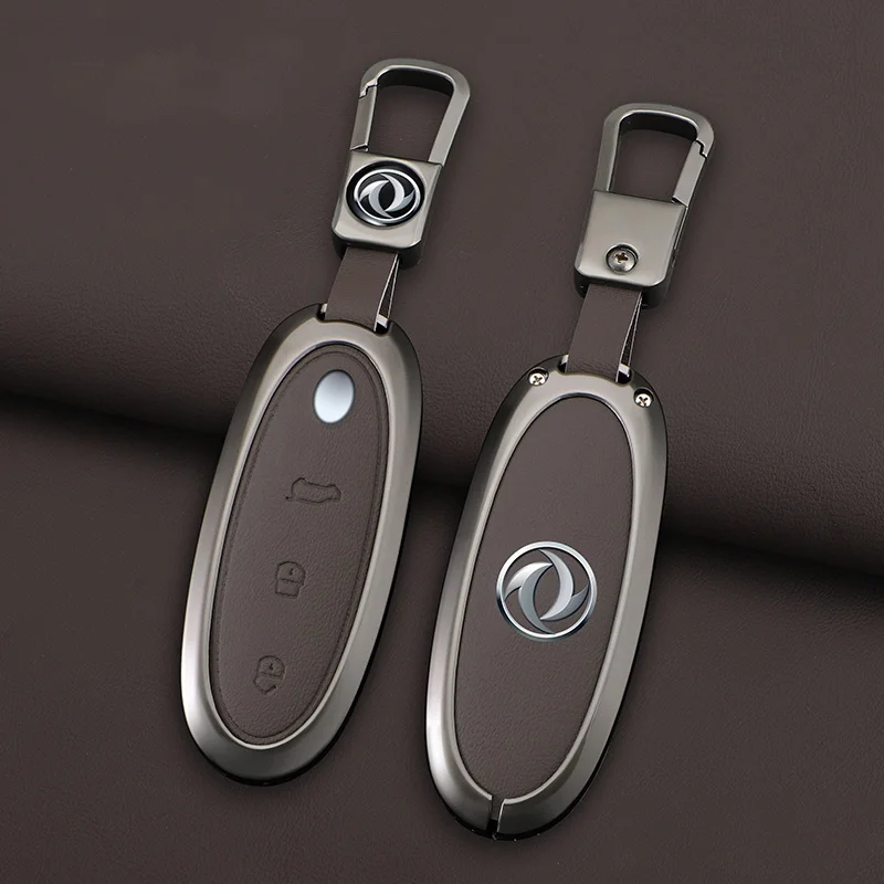 3 Buttons Zinc Alloy + Leather Car Key Case Cover Shell Skin Holder For 2024 Dongfeng NAMMI 01 new Energy Remote Key Protection