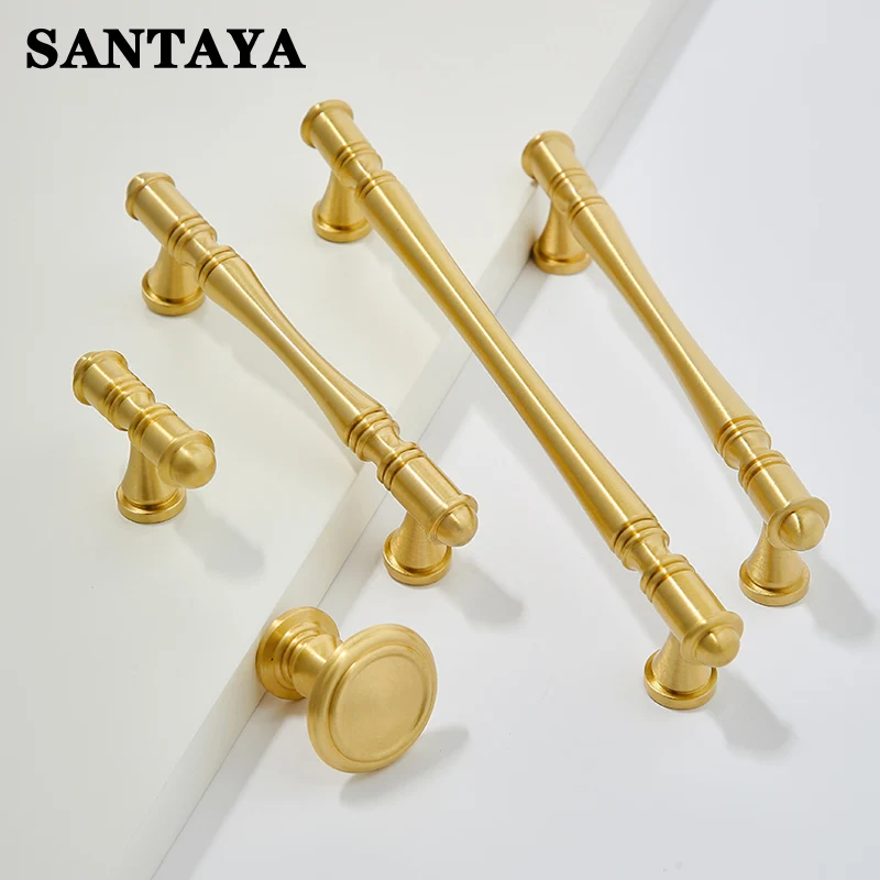 

Brass Furniture Handles Solid Ends Hat Shapes Gold Handle Luxury Kitchen Closets Wardrobes Cupboards T Bar Drawers Knobs