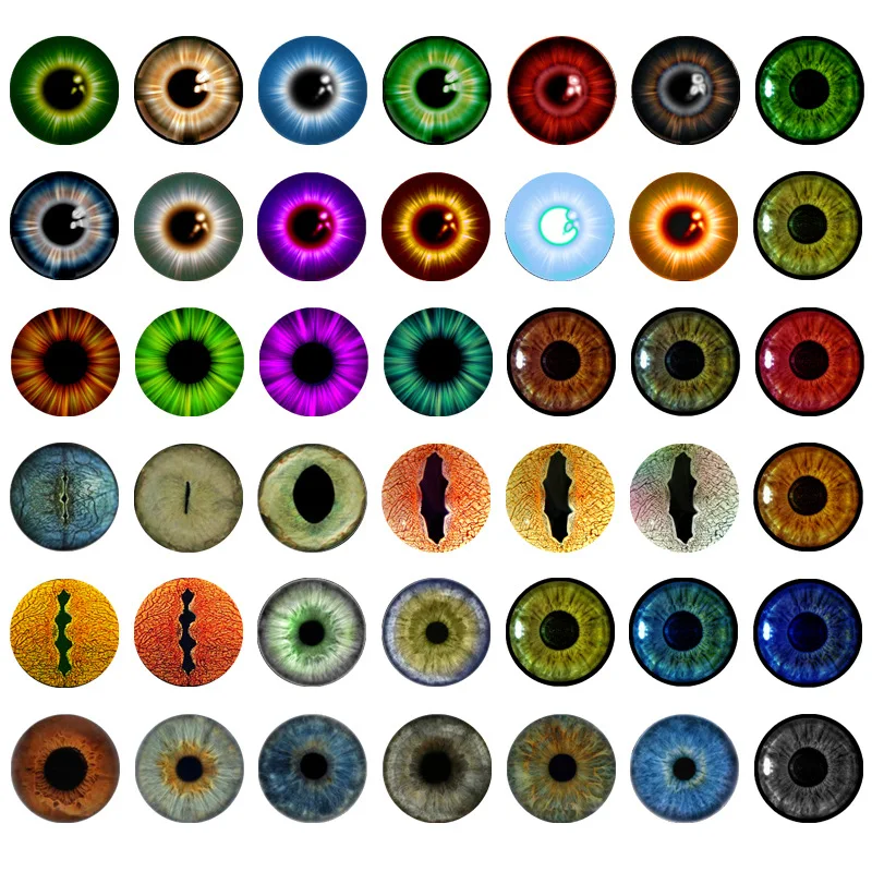 50 Stuks 6/8/10/12Mm Pop Glas Oog Ronde Dragon Cat Eyes Flatback Cabochons Decoratie Sleutelhanger Diy Accessoires