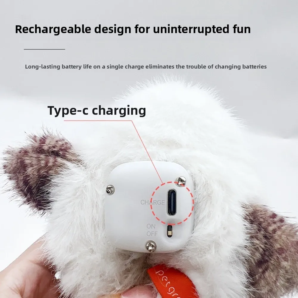 Electric Chirping Bird Touch Activated USB Rechargeable Flapping Bird Cat Squeaky Sound Automatic Dance Interactive Cat