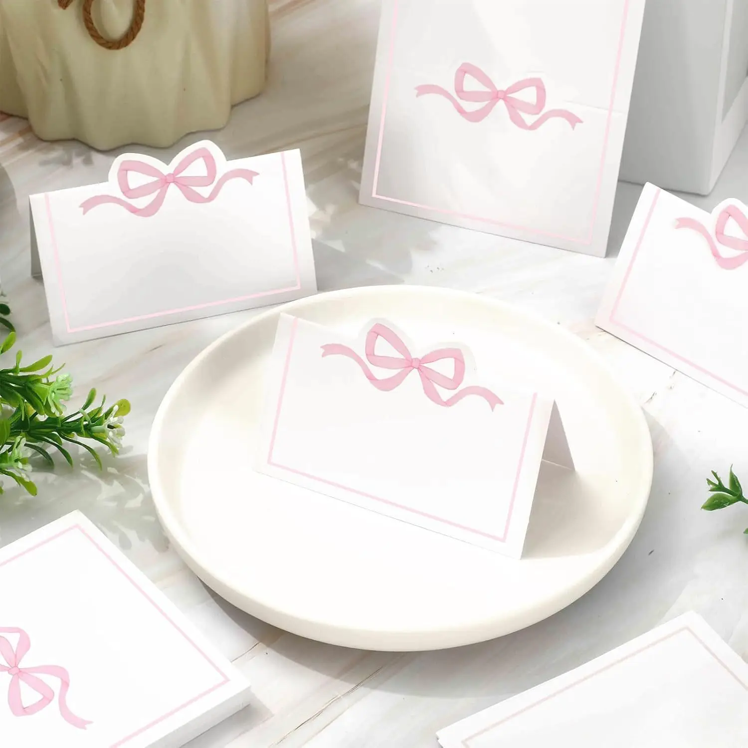 

20-50pcs Pink Bow Seat Card Wedding Guest Name Seat Card Birthday Party Desktop Decoration Gift Card Tea Party Decoration Supply