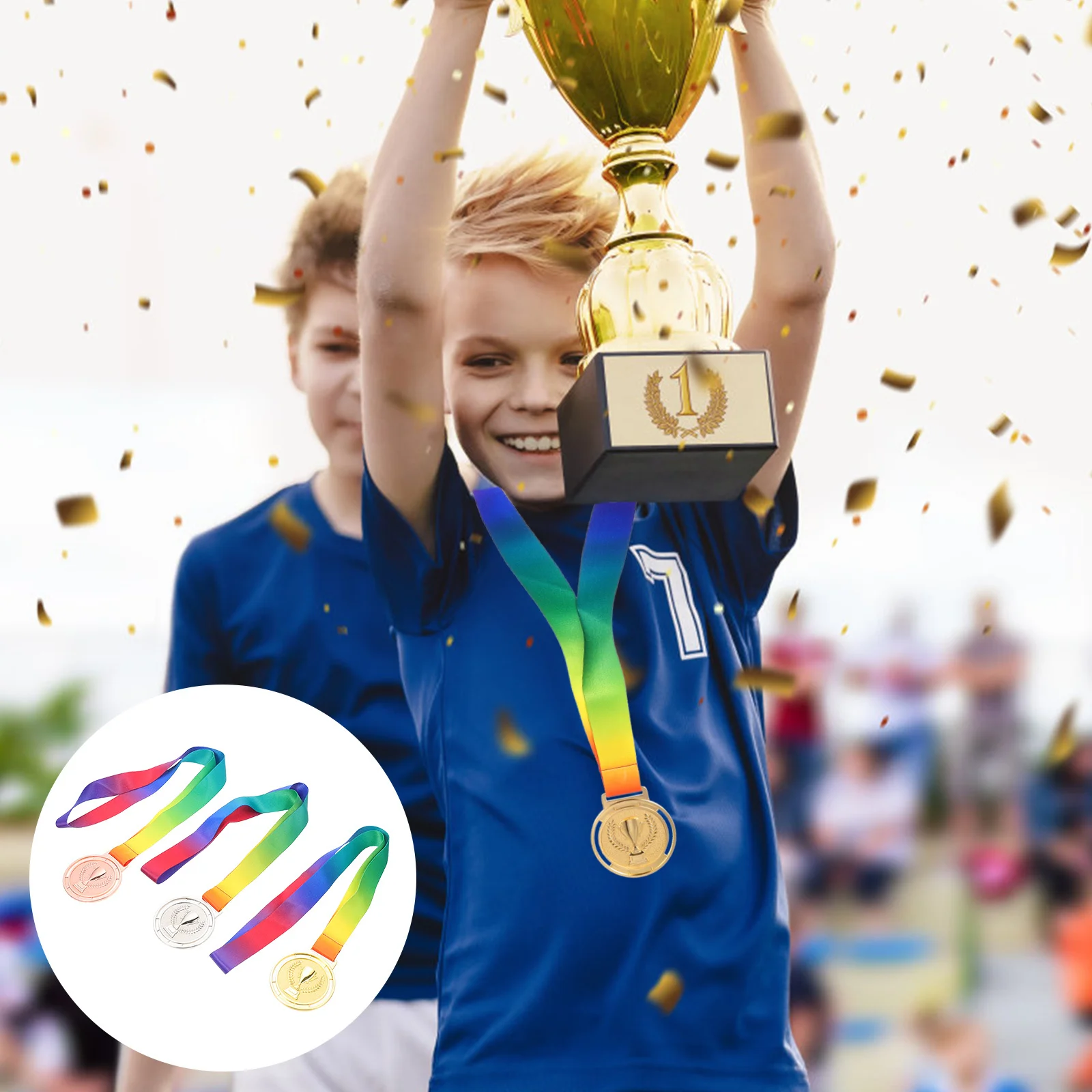 

3pcs Award Sports Competition Medal Zinc Alloy Trophy Pattern Medal For Winner Race Medals Sports Events Running Medals