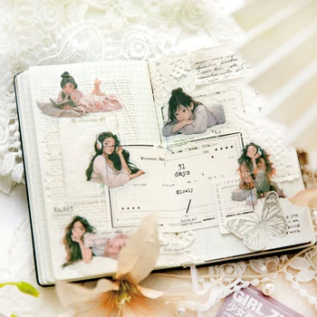 Yoofun 40 adet/grup moda Pretty kızlar Scrapbooking çıkartmalar dekoratif etiket albümü cep dergisi kart yapımı için etiketler