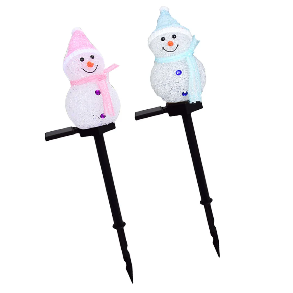 

2pcs Solar Powered Led Christmas Snowman Lawn Lights Outdoor Garden Decorative Lighting Cold Light Source