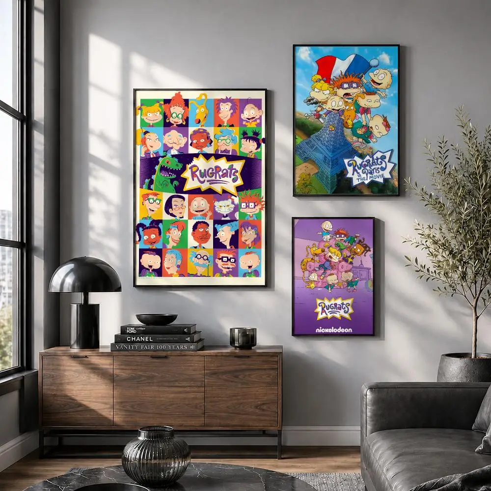 CARTOON R-Rugrats Poster Peel And Stick Wall Art Print Aesthetic Home Decor For Bedroom Living Room Bar Hallway Easy Apply