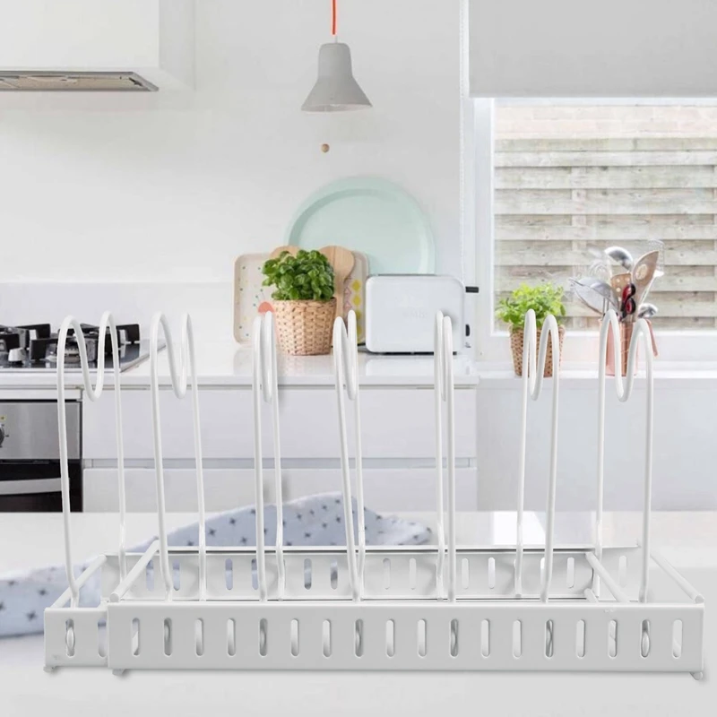 Adjustable Kitchen Shelves Metal Drying Pot Rack Cover Lid Rest Stand Spoon Holder Dish Or Bowl Rack