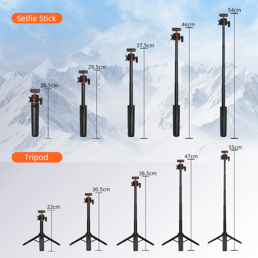 عصا سيلفي ثلاثية القوائم قابلة للتمديد من Flymile مع قاعدة سريعة التحرير لملحقات DJI OSMO Action 6 ومقبض مدونة الفيديو