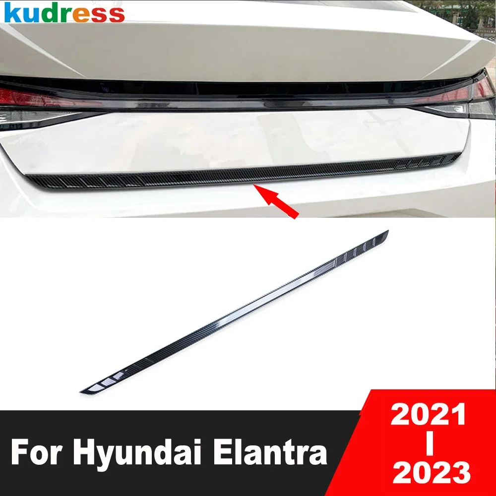 

Rear Trunk Lid Cover Trim For Hyundai Elantra Avante 2021 2022 2023 Carbon Fiber Tailgate Molding Garnish Strip Car Accessories