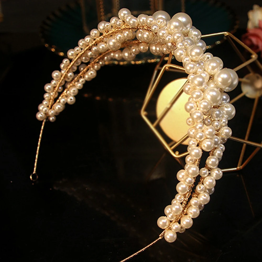 Handmade Beading Irregular Pearl Hair Hoop For Women Luxury Party Wedding Headbands Hair Accessoires Headdress Jewelry