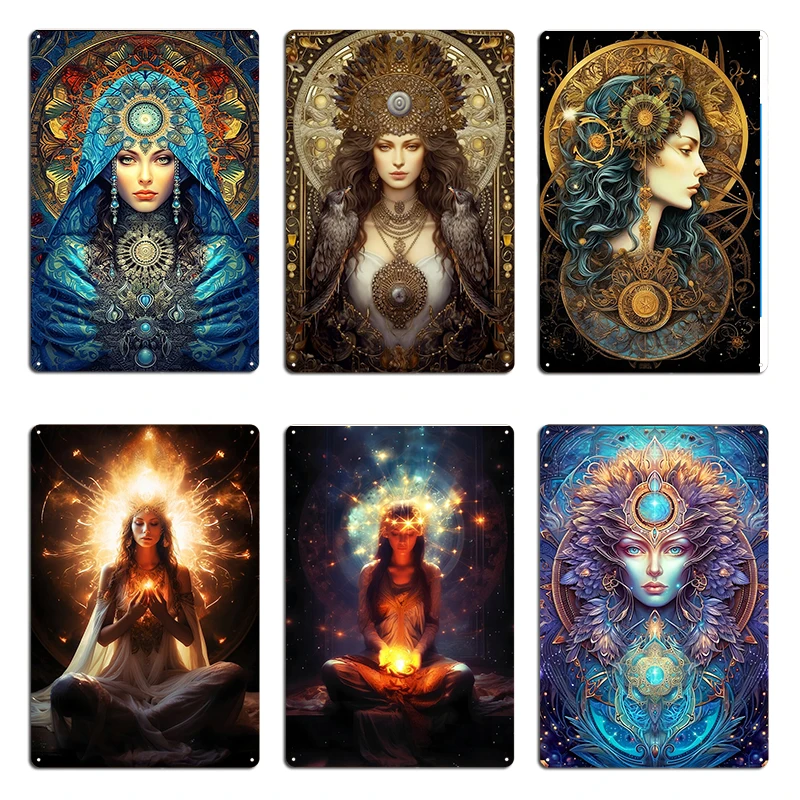 Woman Shaman Moon Oracle Metal Sign Printing Club Bar Wall Custom Wall Decor Party Plates Tin Sign Poster