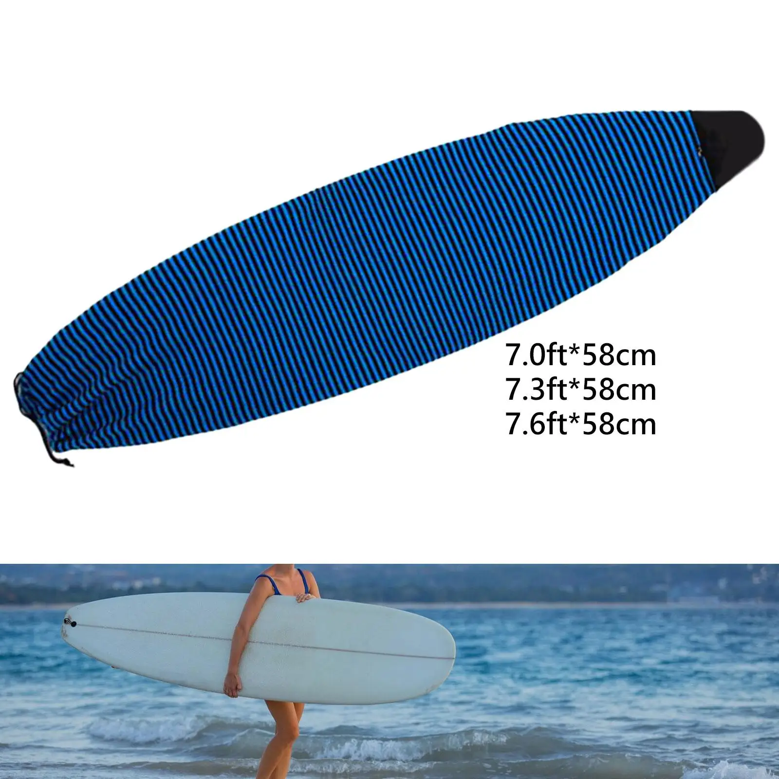 Surfboard Sock Cover Soft Lightweight Padded Nose Protector for Longboard Snowboard Shortboard Standup Paddleboard Surf Board