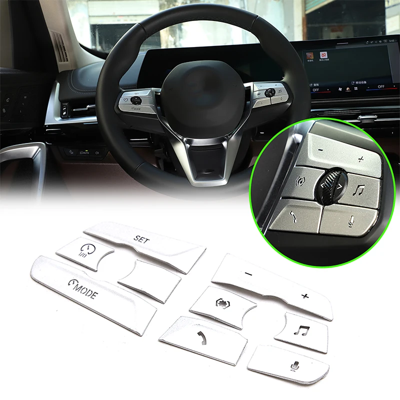 

Aluminum Alloy Car Steering Wheel Button Cover Stickers Trim Fit For BMW X1 U11 2023+ Auto Interior Accessories