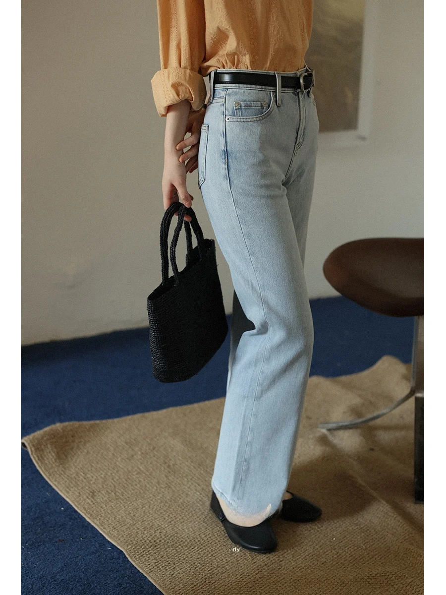 

High Waist Casual Jeans Women's Blue Cotton Stretchy Flared Denim Pants Comfortable Breathable Summer Fashion Ladies' Jeans
