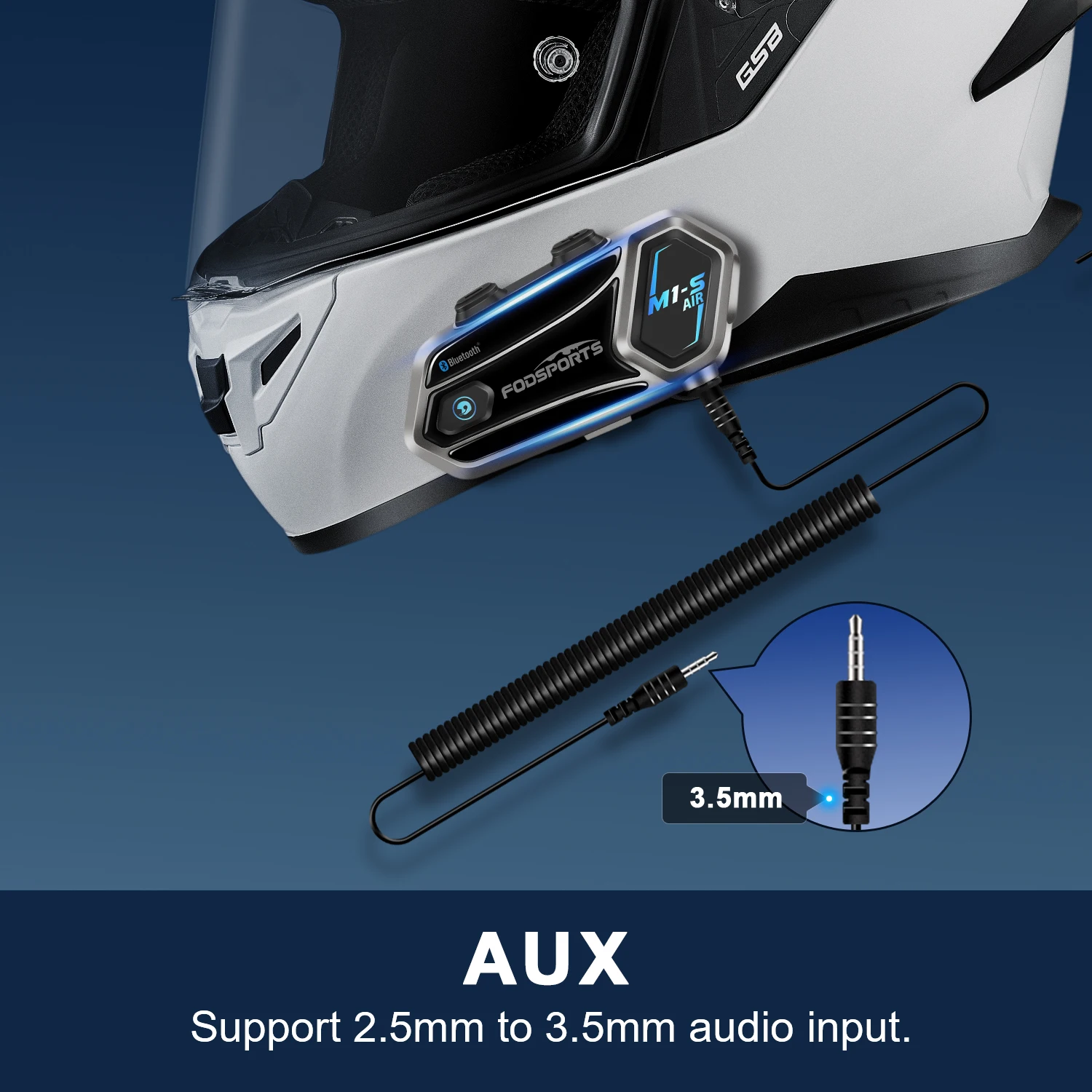 ใหม่ Fodsports M1S-AIR หมวกกันน็อครถจักรยานยนต์ Intercom QCC ชิปบลูทูธ 1000 M หมวกกันน็อก Intercoms แบ่งปันเพลง 2 ขี่ 1000 M