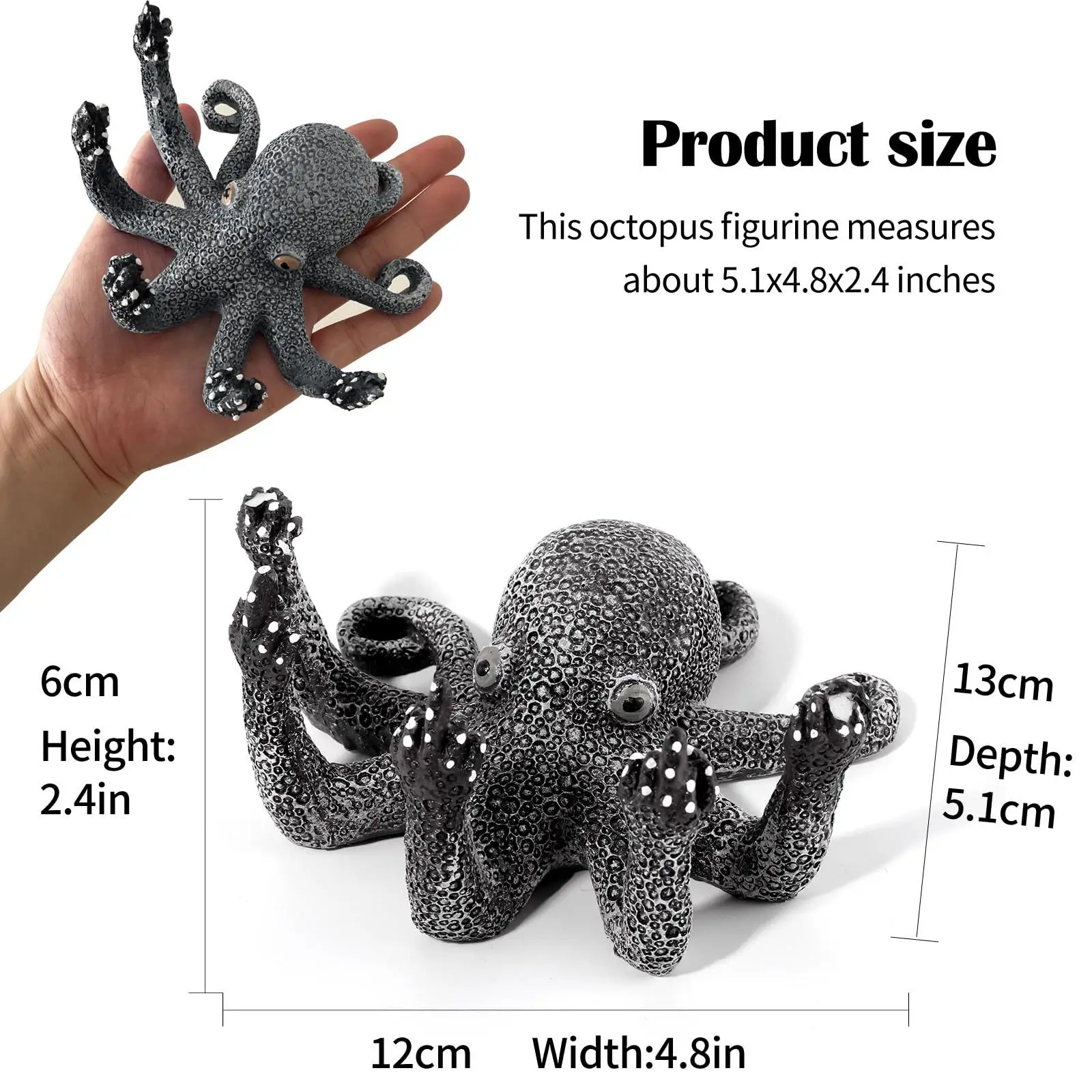 Creative Luminous Octopus Funny Gesture Resin Statue Animal Sculpture Home Office Desk Garden Decor Halloween Party Decoration