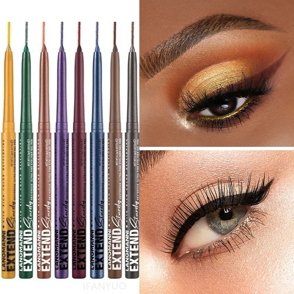12-Color Waterproof Eyeliner Gel Pencil Long-Lasting Makeup for Smokey Gothic Punk Eye Liner Quick Drying Smooth Beauty Eyeliner