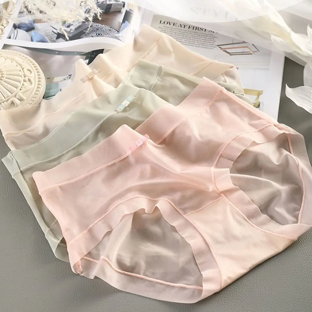 Breathable Transparent Underpants Underwear Briefs Cotton Crotch Sexy Lingerie Women Thong Traceless Panties Ice Silk Panties