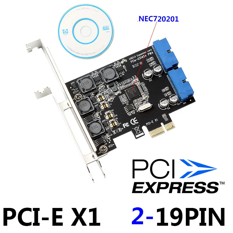 Super Speed PCIe To 2 Port 19Pin USB 3.0 Riser Card PCI-e To Dual Internal 20Pin PCI Express Card Converter Adapter for Computer