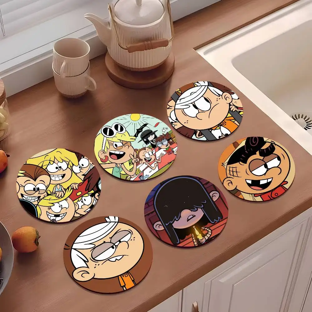 1pc Popular Cartoon The Loud House Wooden Coaster Colour Printing Cup Mat Home Desk Decoration Gifts