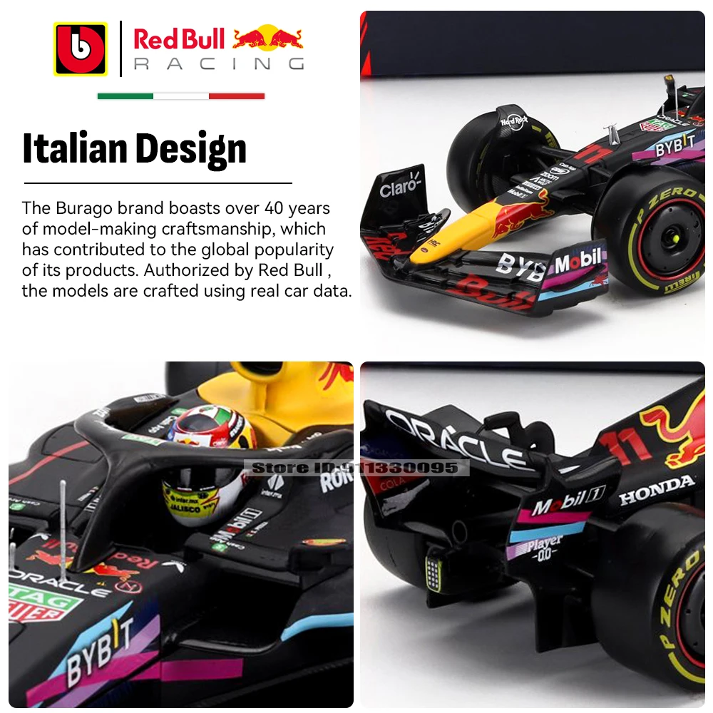 Bburago 1:24 F1 2023 Red Bull RB19 Amerikanische Rennstrecke # 1. Vestappan # 11 Perez Legierungs-Automodelle, Dekorationsstücke, Sammlerstücke, Spielzeug – Detail 15