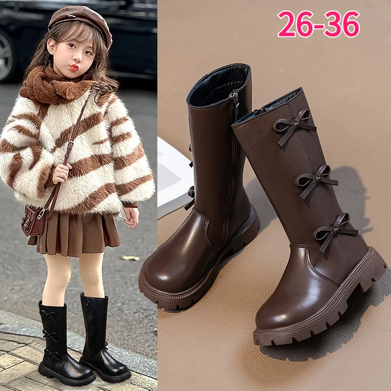 Girls Fashion Boots Kids Knee High Boots Waterproof Non Slip Toddler Tall Shoes for Baby Girl Princess Outdoor Children’s Shoes