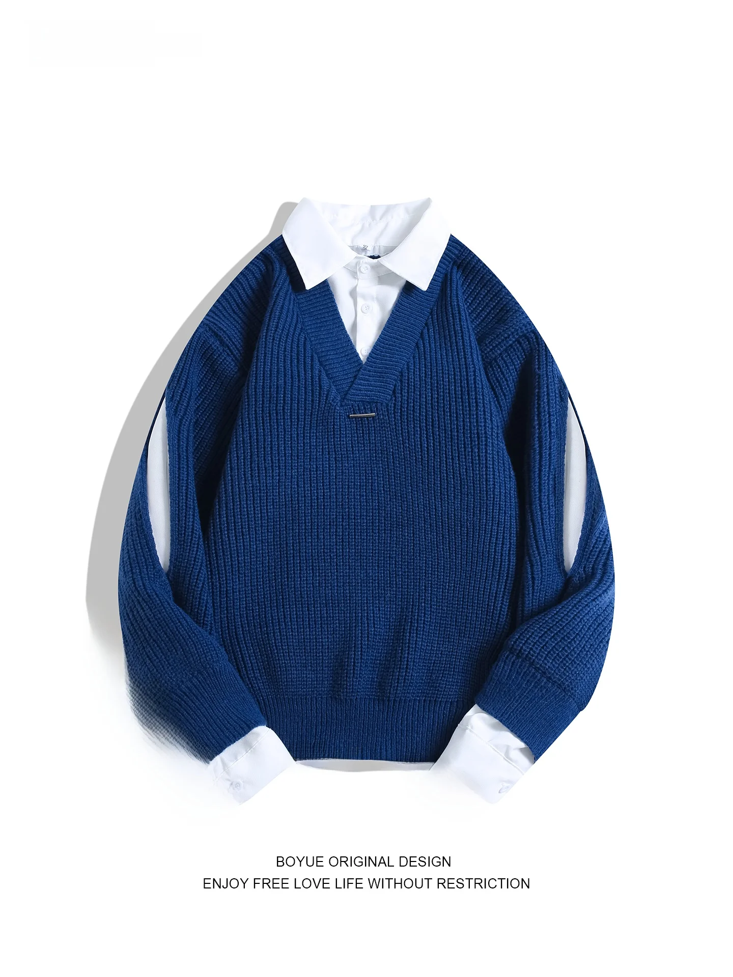 

Мужской вязаный свитер Boyue в корейском стиле с воротником-стойкой, повседневный, длинный, теплый, зимний, модный, в студенческом стиле