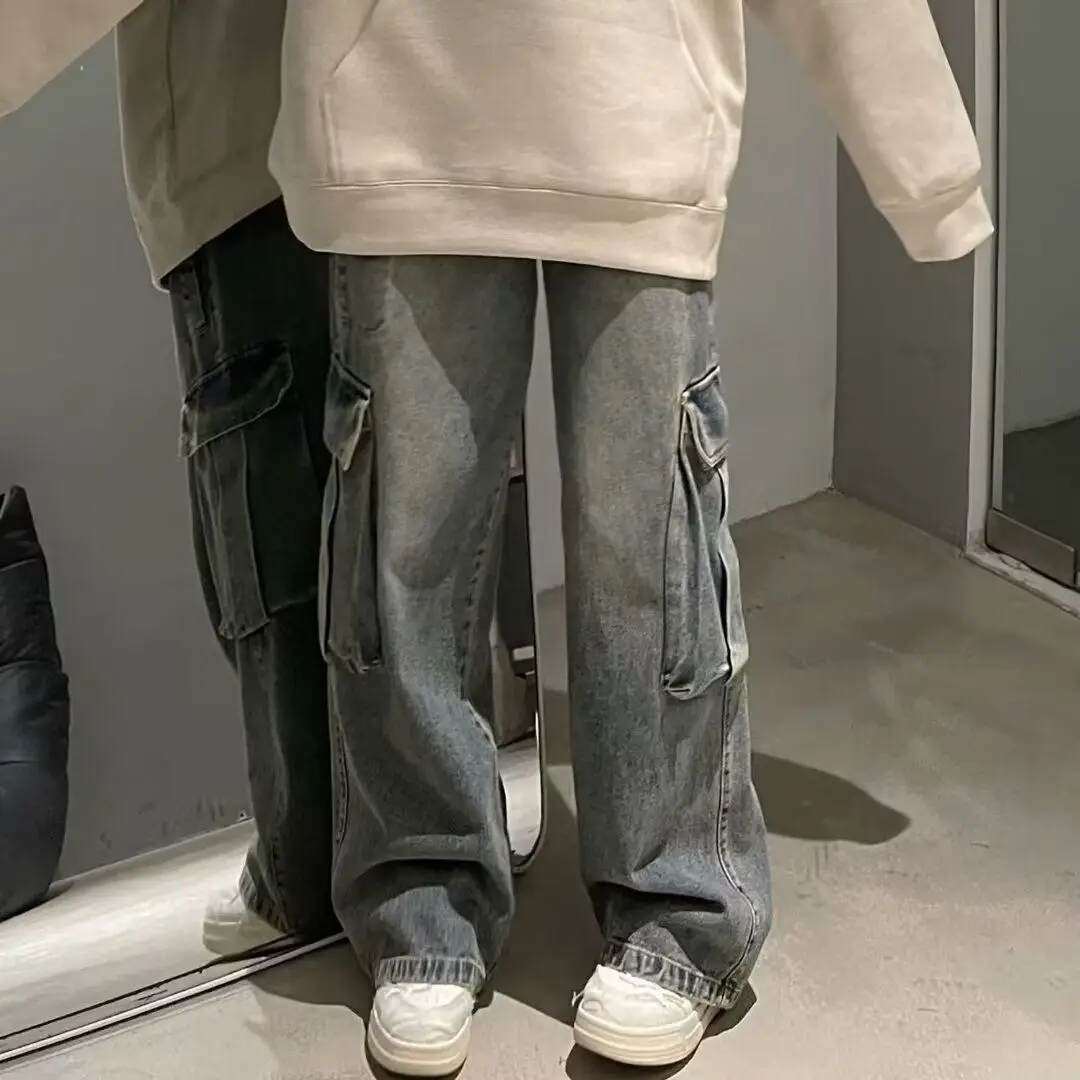 Amerikaanse retro werkkleding jeans heren lente herfst losse rechte pijpen wijde pijpen broek ontwerp high street lange broek