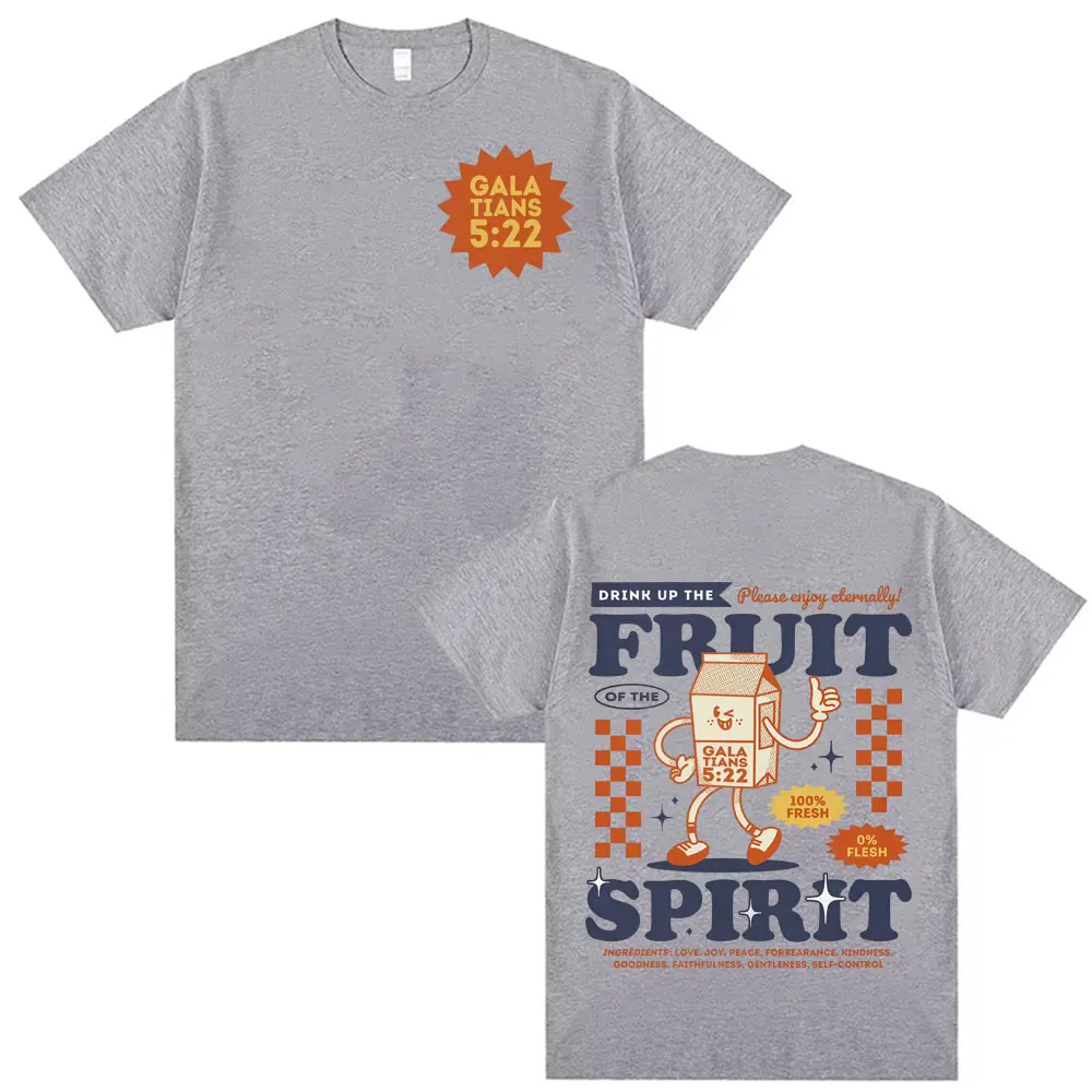 Retro Christian Fruit of The Spirit Jesus T-shirts Men Clothing Harajuku Aesthetic Bible T Shirt Unisex Summer Oversized T-shirt view 5