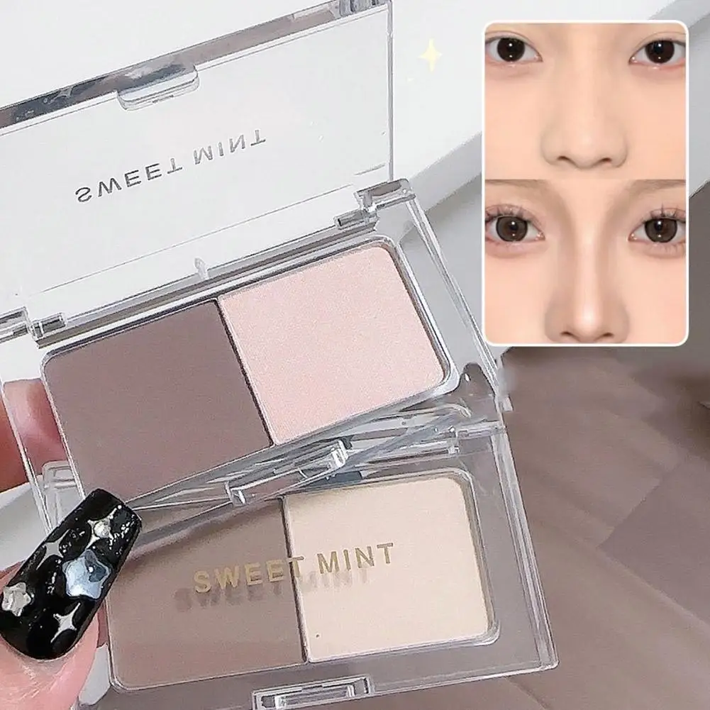 Cool Tone Shading Nose Shadow Palette Double-color Shaping Face Makeup Natural Contour Grooming Matte Powder Highlighter Plate