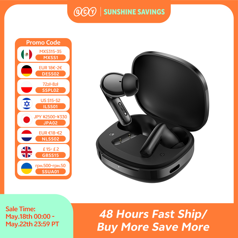  QCY T13 Pro HT23 Adaptive ANC Wireless Earbuds 13mm Drivers Powerful Bass 50dB Hybrid ANC Bluetooth 6.0 Earphones 6 Mics ENC 47H 