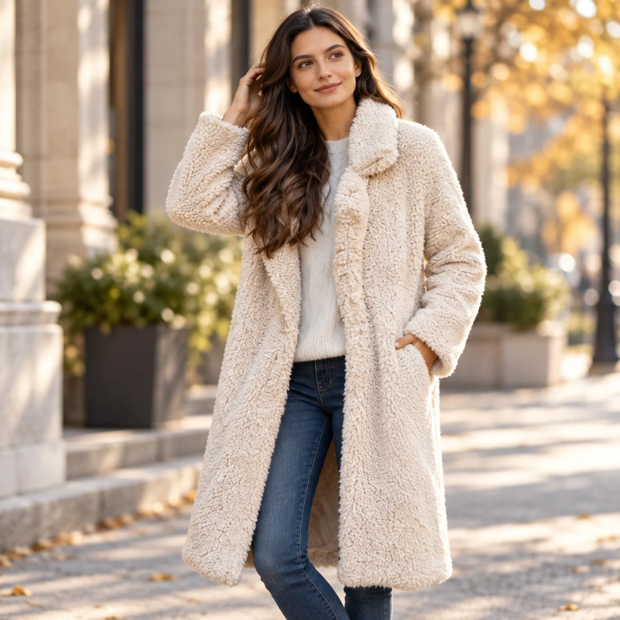 Long Sleeve Turn Down Collar Coat with Lapel Collar Gentle Style Casual Extra Long Length Fresh and Sweet Spring for Women