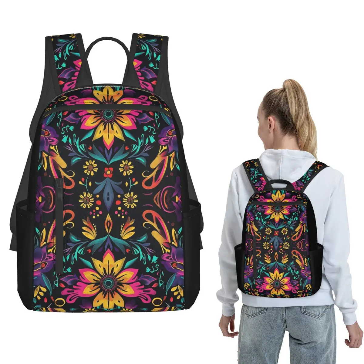 Colorful Mexican Pattern Traditional And Festive Backpack Large Capacity Boys Girls BookBag School Bag Shoulder Bags for Men