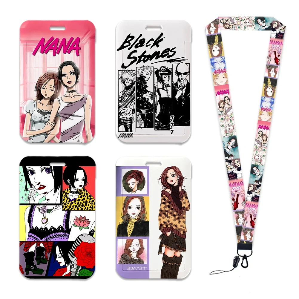 Cartoon Japanese Anime Nana ID Card Holder Badge Work Pass with Lanyard Keychain Nurses Doctors Gift