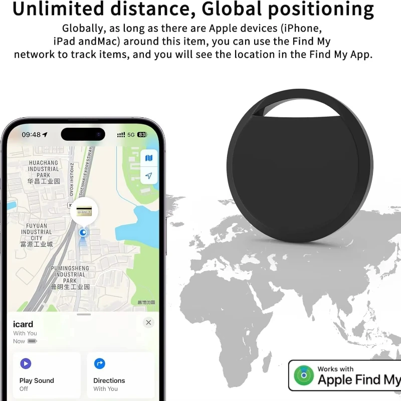 Bluetooth GPS Tracker for IOS Work with Apple Find My App Global Positioning for Luggage Bag Wallet Bike Smart Tag MFi Certified