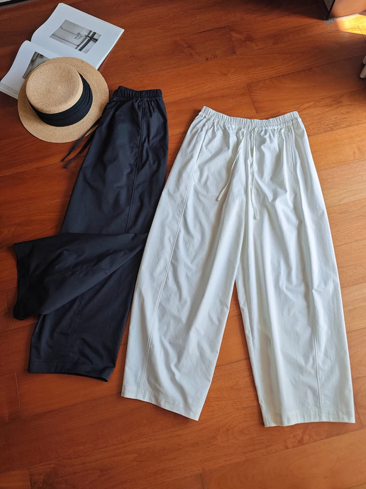 

Summer Lightweight Wide Leg Casual Pants Women's Loose Fit Straight Cut Trousers Comfortable Breathable Casual Faion