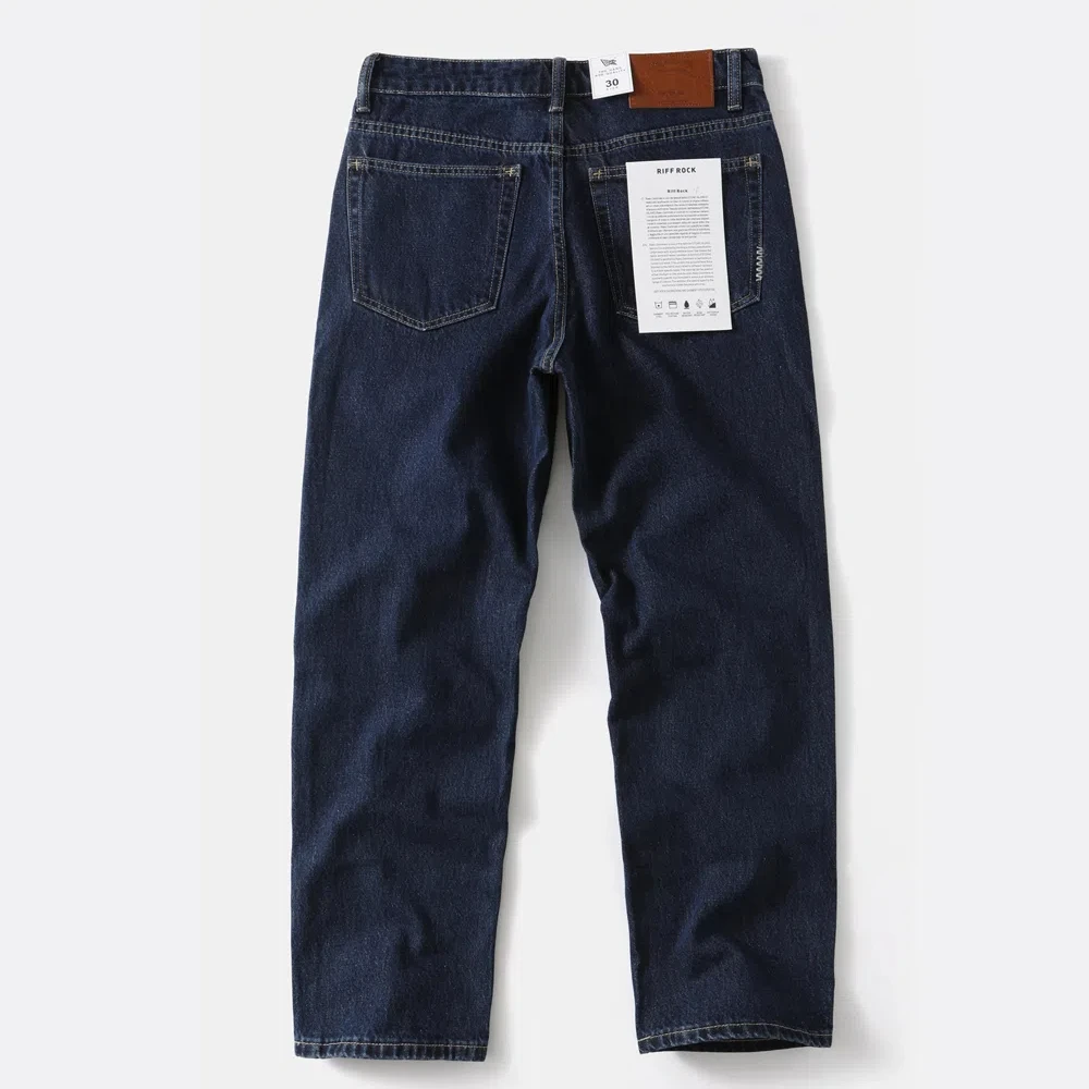 Heavyweight retro men's washed natural-color care jeans, straight-leg loose wide-leg casual Japanese style versatile trousers