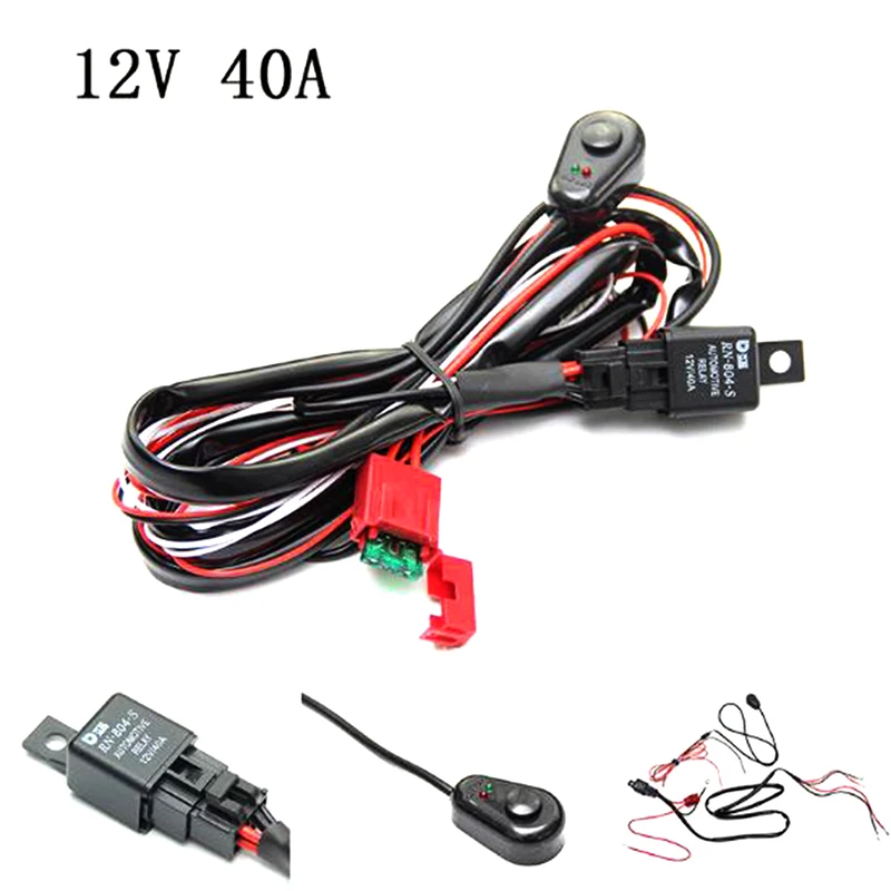 1pc LED Work Light Bar Wiring Harness Control Switch Kit Offroad 12V 40A CarLamp