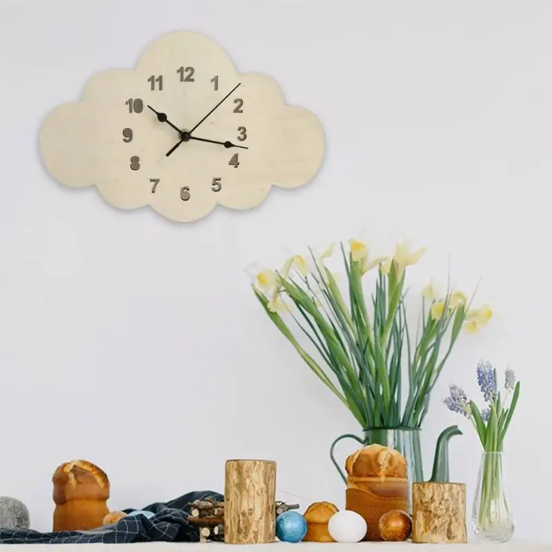 Đồng hồ tường trang nhã HX6C hình đám mây cho phòng trẻ và phòng khách