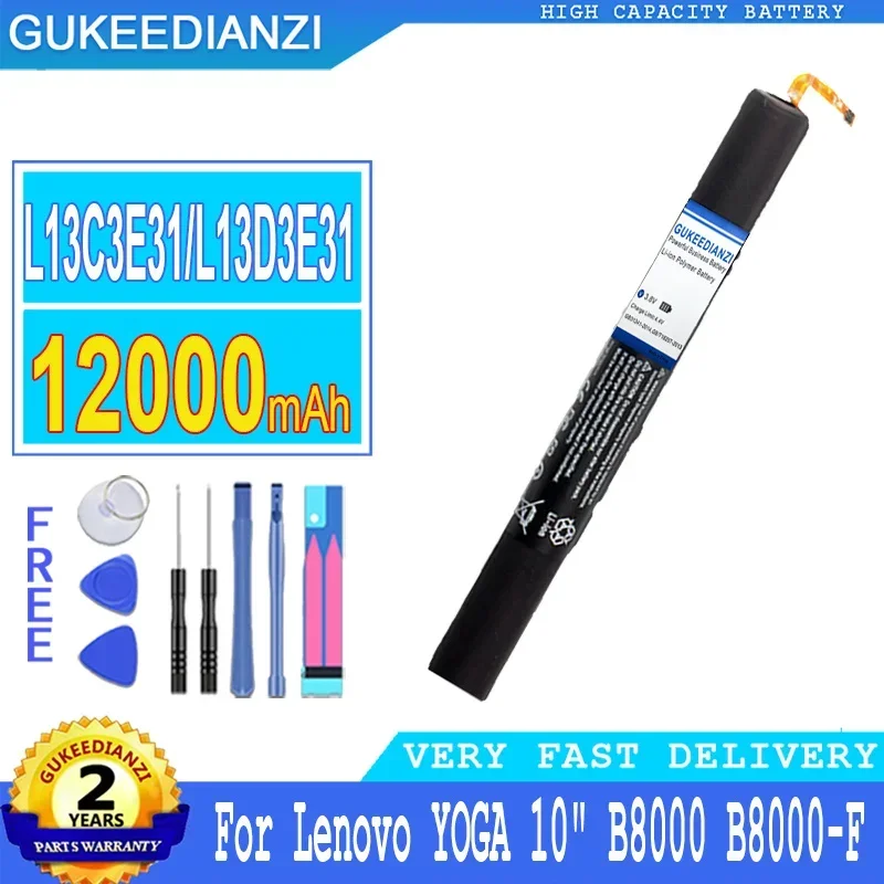 

GUKEEDIANZI Battery for Lenovo YOGA 10 "Tablet, 12000mAh, L13C3E31, L13D3E31, B8000, B8000-F, B8000-H, B8080-HV, 60046