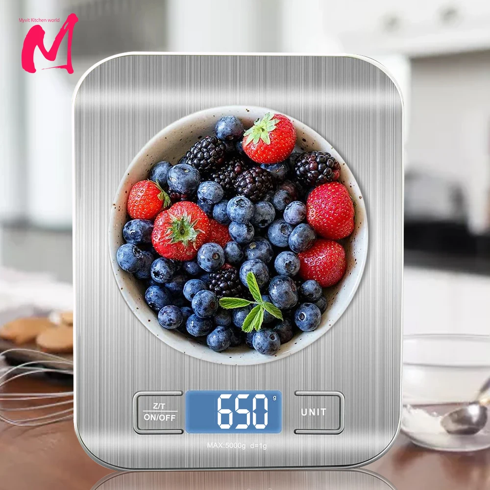 Digital Kitchen Scale 5kg/10kg Food Multi-Function 304 Stainless Steel Balance LCD Display Measuring Grams Ounces Cooking Baking