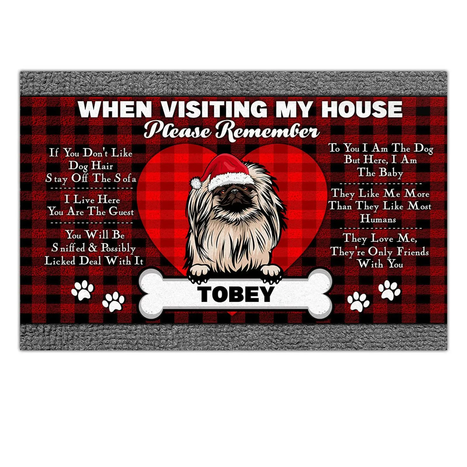 CLOOCL When Visiting My House Welcome Mats Pekingese Finnish Lapphund Rat Terrier  Printed Flannel Carpets Custom Name Xmas Rugs