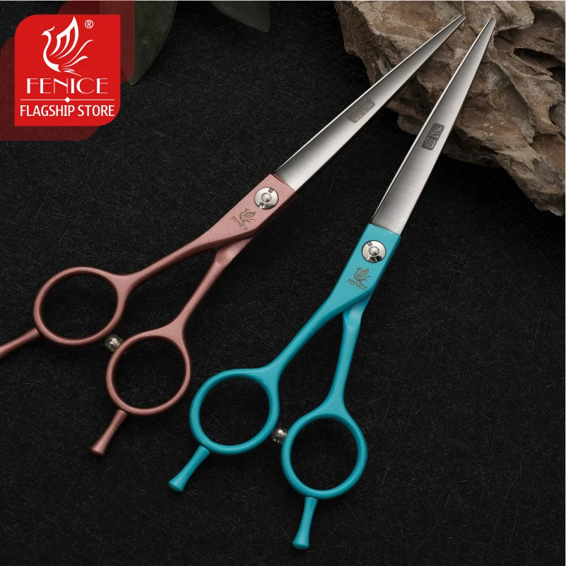 Fenice 6.5inch Professional Dog Grooming Straight Scissors Left Handed Dog Shears JP440C Steel Animal Beauty Tools