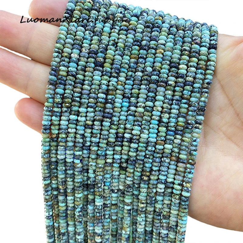 2x5mm Faceted Abacus African Turquoise Natural Stone Loose Rondelle Spacer Beads for Jewelry Making DIY Bracelets Accessories