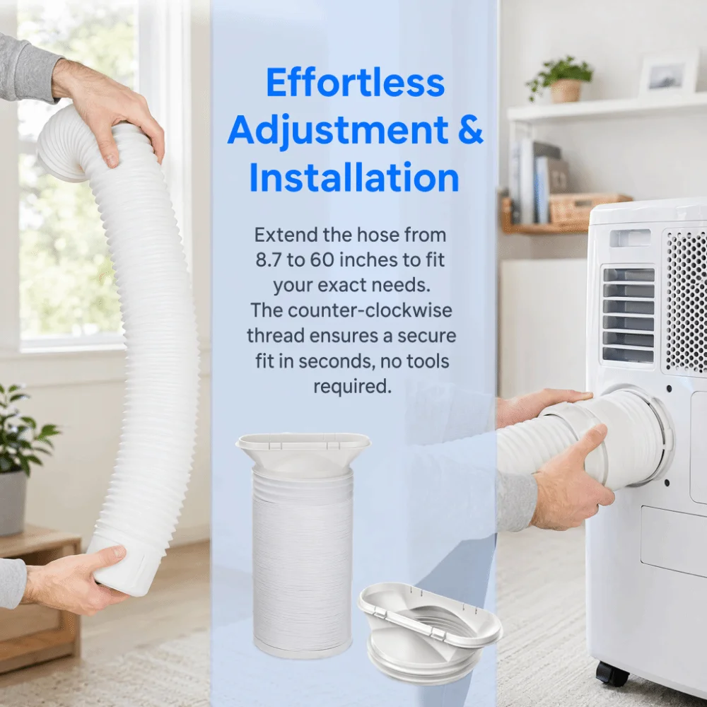 Portable Flexible Exhaust Hose Extendable Replacement Vent Hose White Air Conditioner Hose Air Conditioning Devices