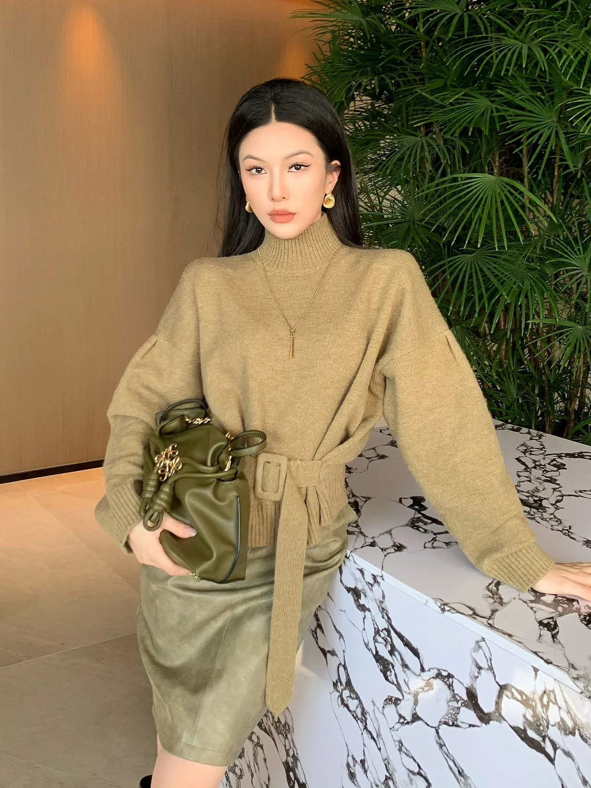 

Ele Long Sve High Ne Sweater Warm Slim Fit Outerwear Autumn 2025 New Sle Faionable Base Layer Ladies Knitwear